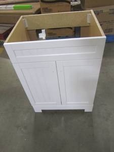 lot 184 image: Style Selections Ellenbee White Single Sink Vanity - Cabinet Only - (Common 24-in x 19-in) C21124-SS