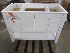 lot 192 image: Home Decorators Collection Gazette 48 in. Vanity Cabinet Only in White GAWA4822D