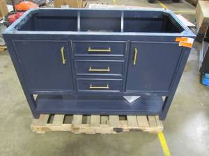 lot 242 image: allen  roth Presnell 49-in Navy Blue Single Sink Bathroom Vanity - Cabinet Only - 261168
