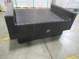lot 292 image: RST Brands WickerResin Backless Chair and TableOttoman with matching Cushions. Chair Measures 32 X 22 X 12 Seat Height (without cushion).