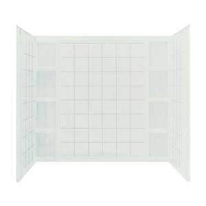 lot 297 image: Sterling Ensemble 60 in. x 43-12 in. x 54-14 in. 3-piece Direct-to-Stud Tub Wall Set with Backer in White, 71114106-0