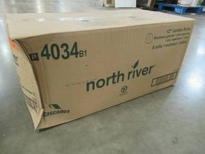 lot 388 image: 1 Case of Cascades P4034B1 North River Jumbo Roll Tissue, 1-Ply, Off - White, 3 12 x 3500 (1 Case Contains 6 Rolls)