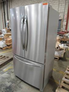 lot 395 image: Frigidaire 22.4-cu ft Counter-Depth French Door Refrigerator with Ice Maker (EasyCare Stainless Steel) ENERGY STAR LFHG2251TF - USED