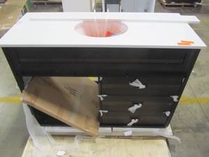 lot 248 image: Whalen Furniture 48 Morriston Distressed Java Single Sink Vanity with White Engineered Stone Top WSL48BHV