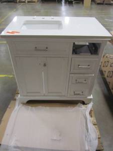 lot 250 image: Scott Living Roveland 36-in White Single Sink Bathroom Vanity - White Top - 2026VA-36-201-900
