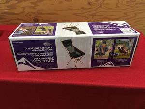 lot 420 image: Cascade Mountain Ultralight Packable High- Back Chair, Retail $29.99
