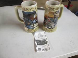 lot 219 image: 2 pc. Ducks Unlimited, Miller Genuine Draft Stein, Terry Redlin Stein 3B