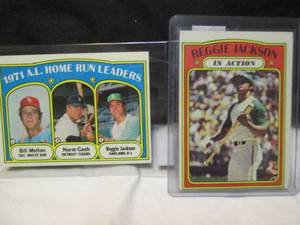 lot 111 image: (2) 1972 Topps Reggie Jackson Cards