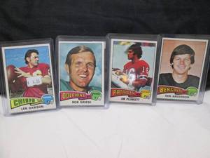 lot 114 image: (4) 1975 Topps Quarterback Cards
