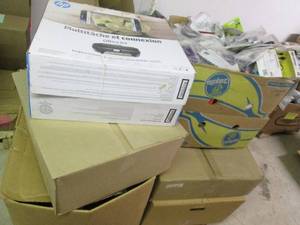 lot 136 image: Large Lot of Misc. Electronic Accesories, Printers, Master Locks WKeys, and Misc. See Photos