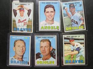 lot 133 image: (6) 1967 Topps Baseball Cards