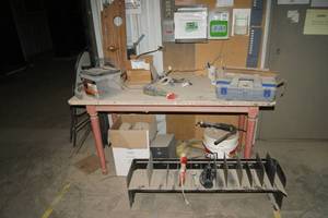 Table, Time Clock, and Contents