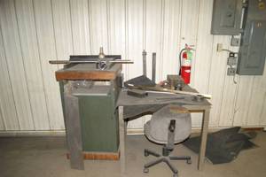 Metal Table, Chair, Garbige Bin and Contents