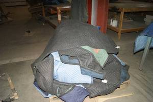 Pallet of Moving Blankets and Cart
