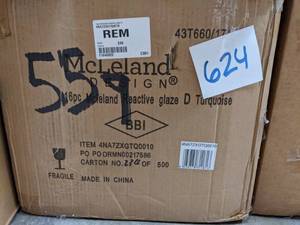 lot 624 image: McLeland Design 16-Pc. Reactive Glaze Stoneware Dinnerware Set - Turquoise