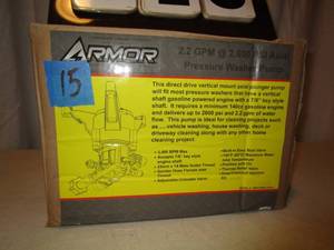lot 15 image: Armor Pressure Washer Pump - Vertical