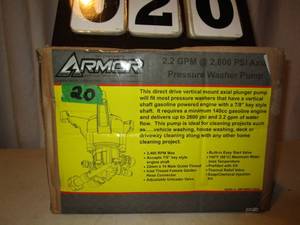 lot 20 image: Armor Pressure Washer Pump - Vertical