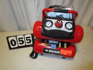lot 55 image: Husky 4 Gallon Portable Stack Tank Air Compressor