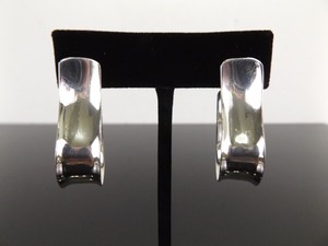 .925 Sterling Silver Ribbon Hoop Post Earrings