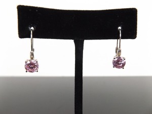 .925 Sterling Silver Pink Sapphire Crystal Hook Clasp Earrings