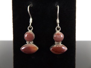 .925 Sterling Silver Jasper Hook Dangle Earrings
