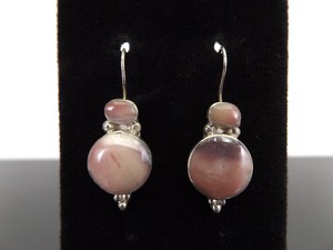 .925 Sterling Silver Mookaite Jasper Hook Earrings