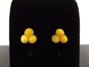.925 Sterling Silver Amber Post Earrings