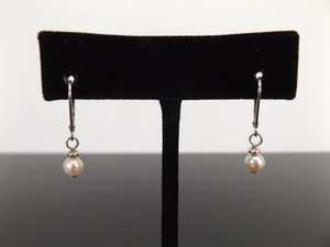 .925 Sterling Silver Pearl Hook Clasp Dangle Earrings