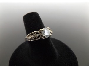 .925 Sterling Silver Crystal Ring Size 6.5