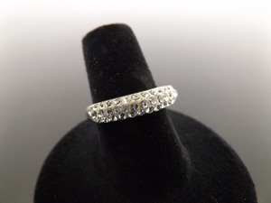 .925 Sterling Silver Crystal Ring Size 7