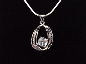 .925 Sterling Silver Crystal Pendant Necklace