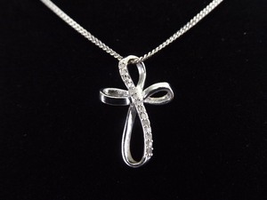 .925 Sterling Silver Diamond Accented Infinity Cross Pendant Necklace