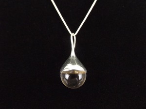 .925 Sterling Silver Crystal Ball Pendant Necklace