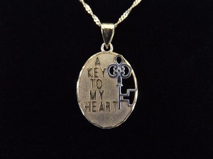 .925 Sterling Silver Key to My Heart Vermeil Pendant Necklace