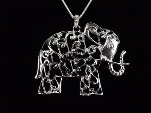 .925 Sterling Silver Elephant Pendant Necklace
