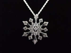 .925 Sterling Silver Diamond Accented Snowflake Pendant Necklace