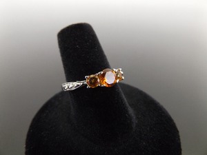 .925 Sterling Silver Carnelian Crystal Ring Size 7