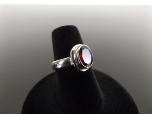 .925 Sterling Silver Oval Cut Garnet Ring Size 6