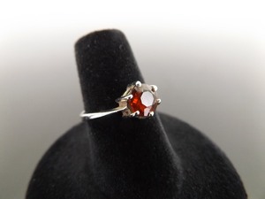 .925 Sterling Silver Faceted Carnelian Ring Size 6