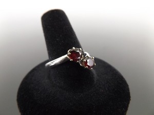 .925 Sterling Silver Faceted Garnet Adjustable Size Ring Size 9.5