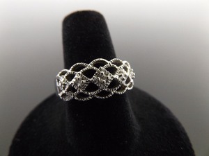 .925 Sterling Silver Art Nouveau Crystal Ring Size 7.75