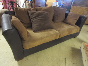 lot 553 image: FAUX LEATHER SOFA