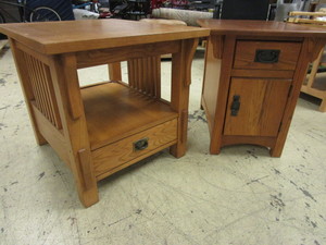 lot 575 image: SOLID WOOD SIDE TABLES, BASSETT