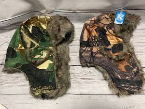 Lot of 2 Camo Faux Fur Bomber Hats