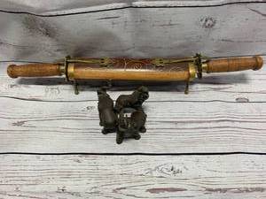 Antique Brass Elephant & Dual Knife Skewer with Sheath