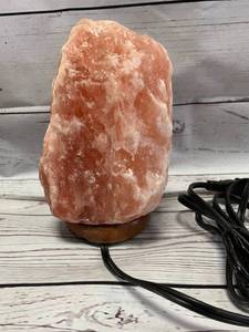 Himalayan Salt Lamp Pillar with Light & Wood Base New