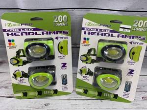 COB LED 3 Setting 2 Pack Headlamps (batteries included)