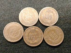 lot 200 image: (5) Indian Head Cents...