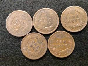lot 202 image: (5) Indian Head Cents...