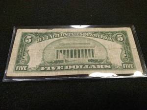 lot 216 image: 1934 A Five Dollar Silver Certifica...